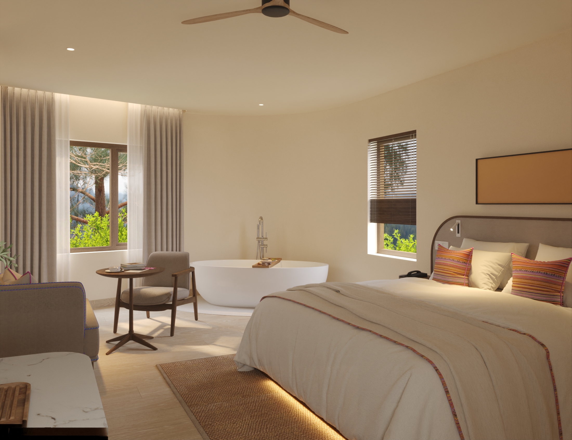 Warm bedroom interior at The Myst Sapa